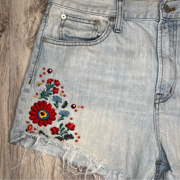 Madewell Embroidered Light Blue Denim‎ Shorts Size 29 - Picture 5 of 13